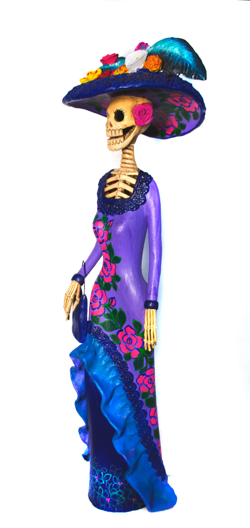 Catrina Medium Pink Dress With Purple Handbag