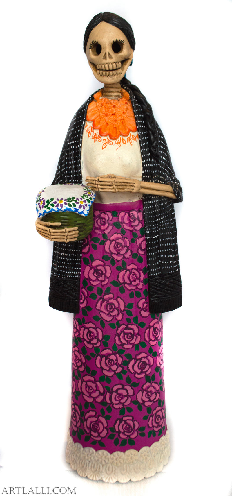Catrina Purepecha With Tortillas Basket