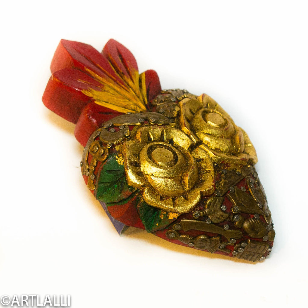 Miracles Heart with flowers and gold leaf